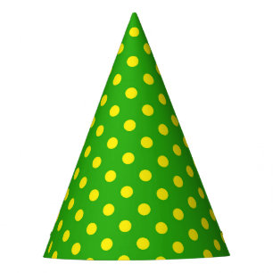 Chapeaux De Fètes Motif de pois jaunes sur fond vert
