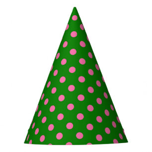Chapeaux De Fètes Motif de pois roses sur fond vert