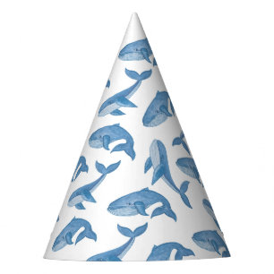 Chapeaux De Fètes Motif des baleines bleues de Kawaii Cute.