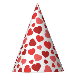 Chapeaux De Fètes Motif Des Coeurs, Coeurs Rouges, Motif Des Coeurs