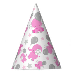 Chapeaux De Fètes Motif Des Eléphants Roses, Eléphants Mignons, Étoi