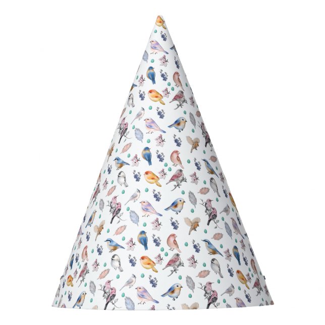 Chapeaux De Fètes Motif des oiseaux de printemps (Devant)