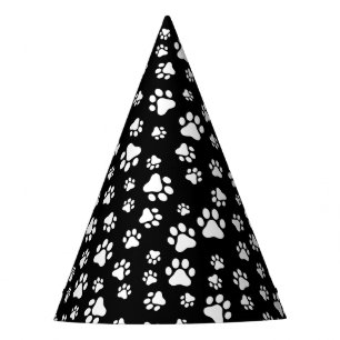 Chapeaux De Fètes Motif des pattes, Empreintes de pattes, noir et bl