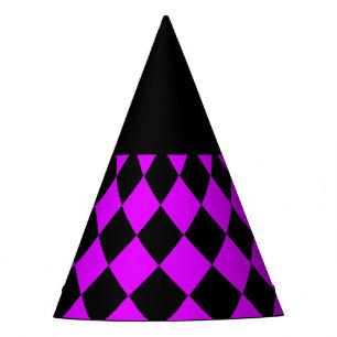 Chapeaux De Fètes Motif Diamond de damier noir violet