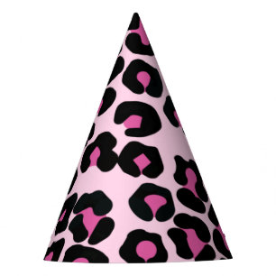 Chapeaux De Fètes Motif Empreinte de léopard rose et noir