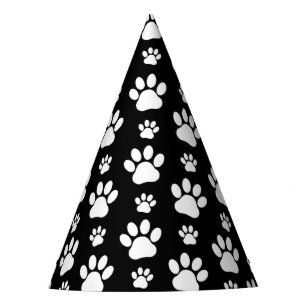 Chapeaux De Fètes Motif, Empreintes de pattes, pattes de chien, noir