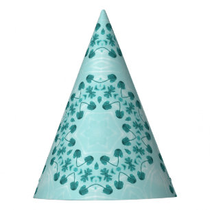Chapeaux De Fètes Motif floral, bleu sarcelle