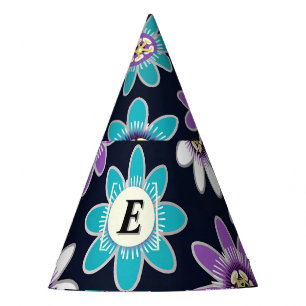Chapeaux De Fètes Motif floral de la passion du monogramme personnal
