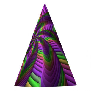 Chapeaux De Fètes Motif fractal néon coloré énergique groovy