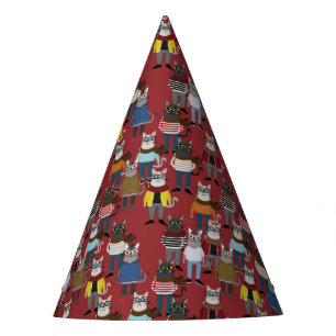 Chapeaux De Fètes Motif frais de chat de hippie