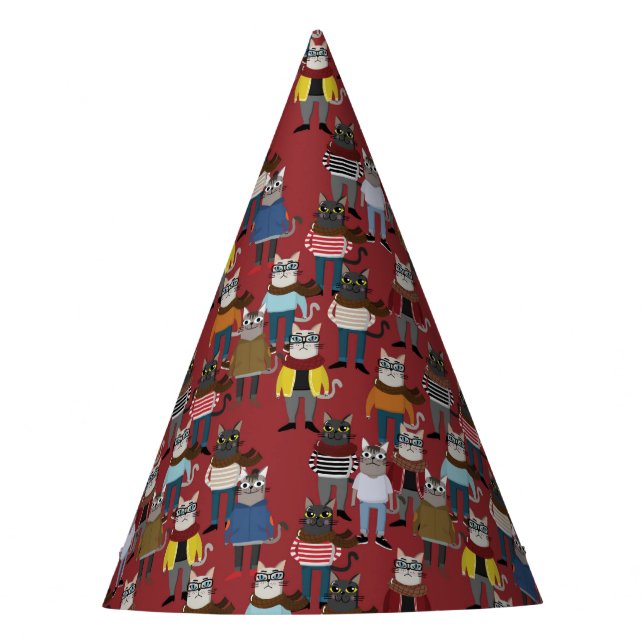 Chapeaux De Fètes Motif frais de chat de hippie (Devant)