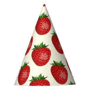Chapeaux De Fètes Motif fraises, fraises rouges, fruits, feuilles