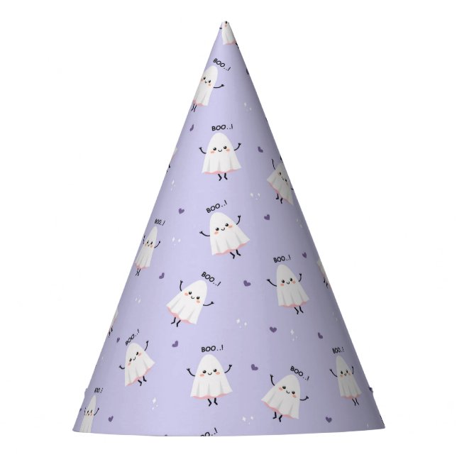 Chapeaux De Fètes Motif Ghost mignon avec "Boo !" Texte sur Lavender (Devant)