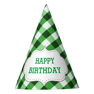 Chapeaux De Fètes Motif Gingham Vert Élégant Anniversaire Personnali