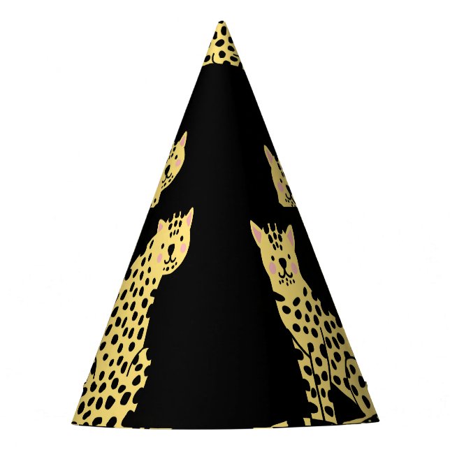 Chapeaux De Fètes Motif léopard : Arrière - plan noir Cheetah (Devant)