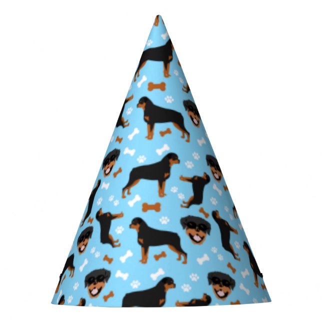 Chapeaux De Fètes Motif Rottweiler Rottie Blue Boy Pawprint (Devant)