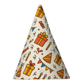Chapeaux De Fètes Motif sans couture de fête d'anniversaire vibrant