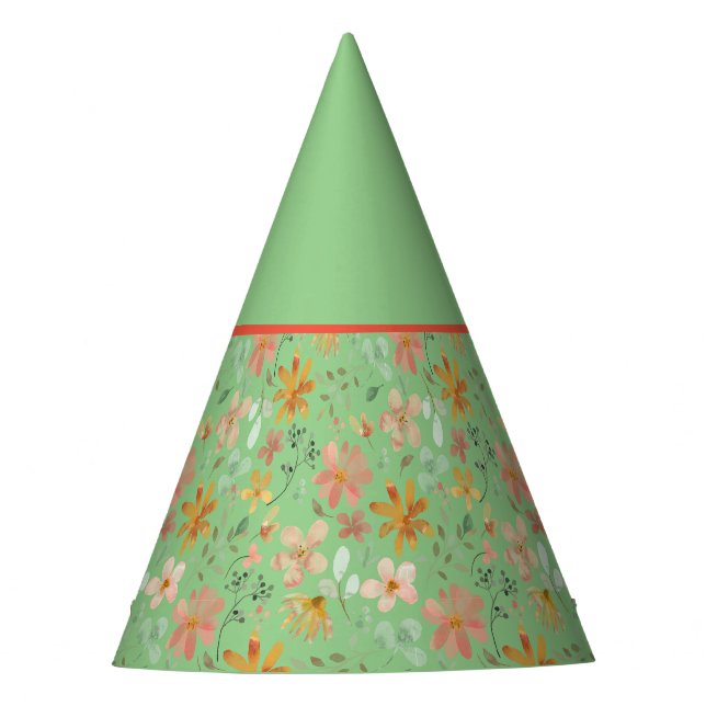 Chapeaux De Fètes Motif vert orangé jaune grâces (Devant)