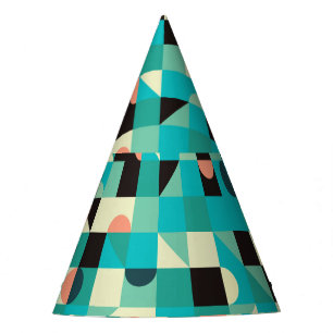 Chapeaux De Fètes motif vintage avec triangles et cercles.