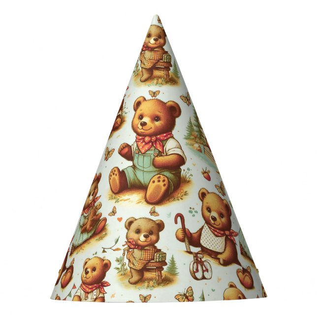 Chapeaux De Fètes Motif vintage Cute Teddy Bear (Devant)