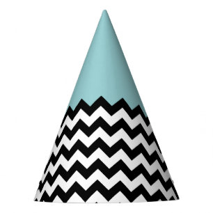 Chapeaux De Fètes Motif Zigzag noir et blanc, Chevron, Bleu
