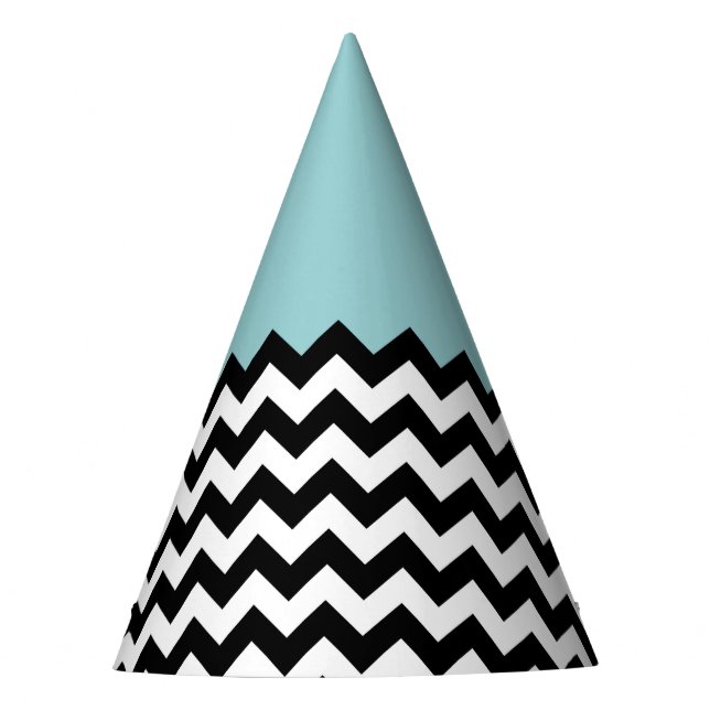 Chapeaux De Fètes Motif Zigzag noir et blanc, Chevron, Bleu (Devant)