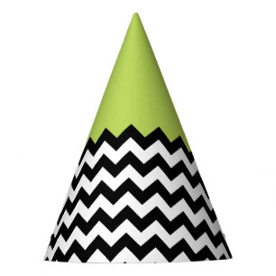 Chapeaux De Fètes Motif Zigzag noir et blanc, Chevron, Vert