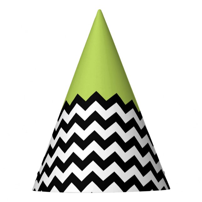 Chapeaux De Fètes Motif Zigzag noir et blanc, Chevron, Vert (Devant)