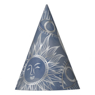 Chapeaux De Fètes Mystique solaire Dusty Blue Silver Moon Stars So