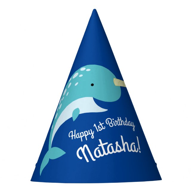 Chapeaux De Fètes Narwhals Ocean Cute 1er Anniversaire Thème de fête (Devant)