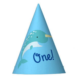 Chapeaux De Fètes Narwhals Ocean Cute 1er Anniversaire Thème de fête