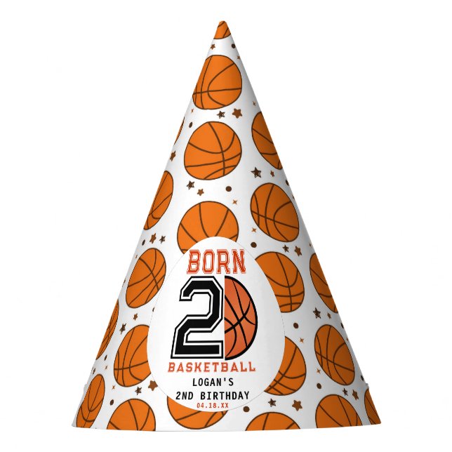 Chapeaux De Fètes Né 2 Ball Basketball 2e Anniversaire (Devant)