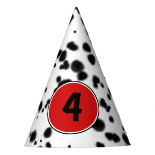 Chapeaux De Fètes Noir Blanc Rouge Dalmatien Spots Anniversaire