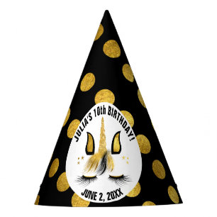 Chapeaux De Fètes Noir et partie de licorne d'or