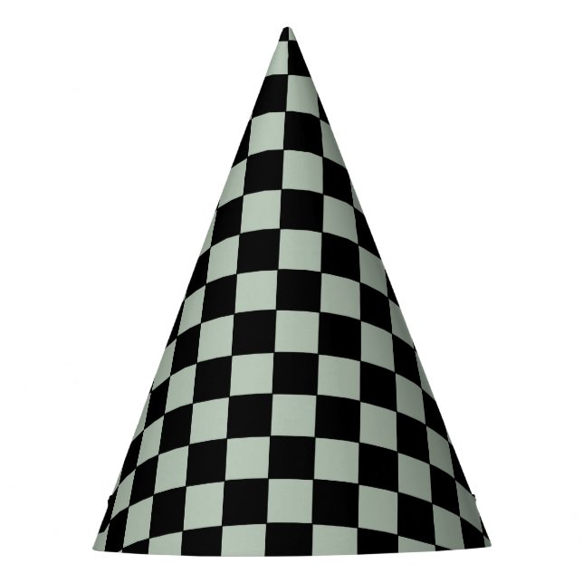Chapeaux De Fètes Noir et vert sauge à carreaux (Devant)