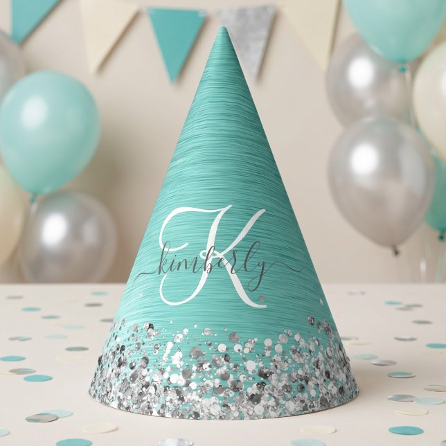 Chapeaux De Fètes Nom Monogramme Pailleté Argent Métal Brossé Sarcel (Créateur téléchargé)