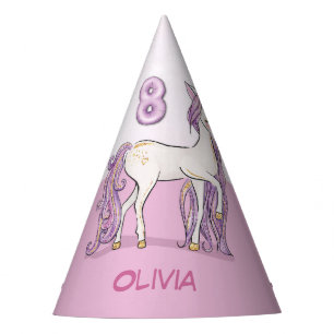 Chapeaux De Fètes Nom personnalisé 8e anniversaire Cheval rose avec