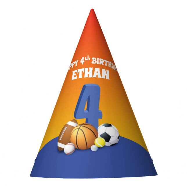 Chapeaux De Fètes Nom personnalisé Garçon 4e anniversaire Balles de  (Devant)