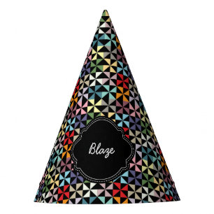 Chapeaux De Fètes Nom personnalisé Pinwheel Motif noir
