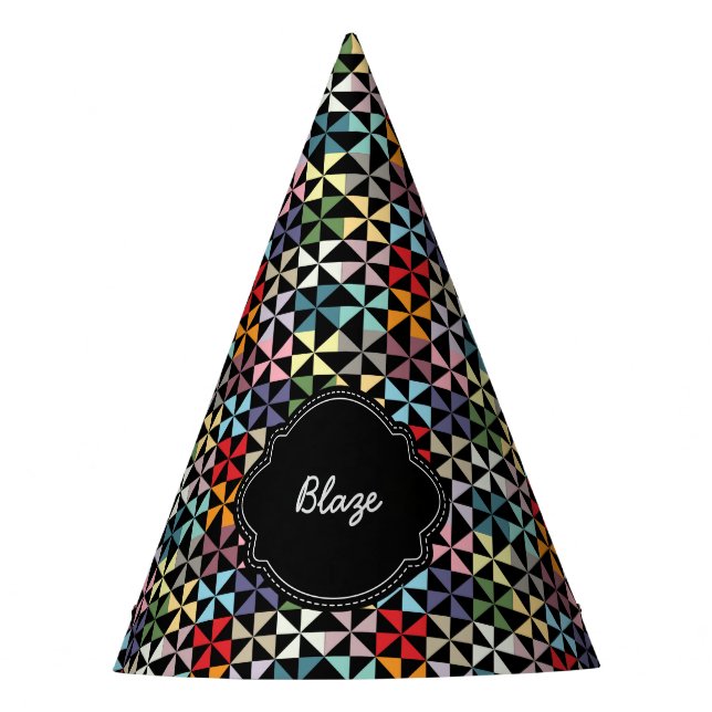 Chapeaux De Fètes Nom personnalisé Pinwheel Motif noir (Devant)
