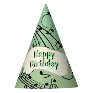 Chapeaux De Fètes Notes de fantaisie Design de musique verte