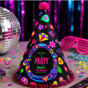 Chapeaux De Fètes notre petit enfant d'anniversaire Retro Neon 80's