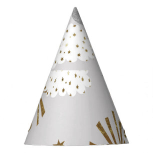 Chapeaux De Fètes Nuages, soleil, lune, motif minimaliste.