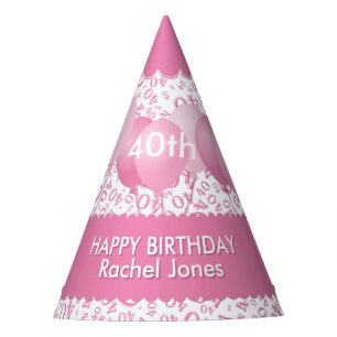 Chapeaux De Fètes Numéro du 40e anniversaire Motif Pétoncles rose/bl