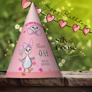 Chapeaux De Fètes Oie bête 1er anniversaire Bow rose