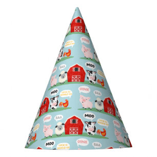 Chapeaux De Fètes Oink Baa Moo Grotte ferme Anniversaire Enfants