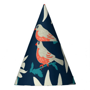 Chapeaux De Fètes Oiseaux Floraux : Design Vintage sans joint.