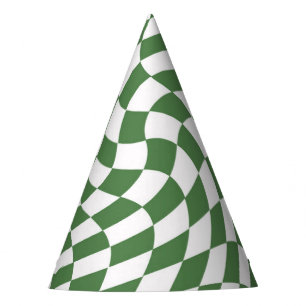 Chapeaux De Fètes Olive Green & White À damiers Motif déformé