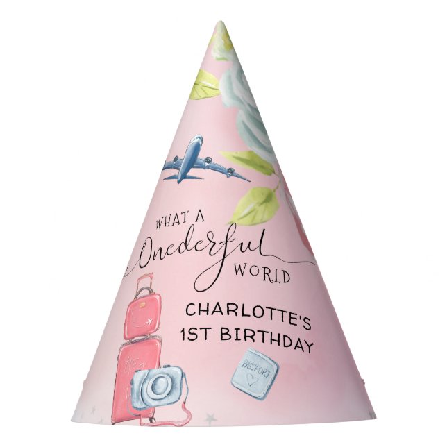 Chapeaux De Fètes ONE derful World Girls First Birthday (Devant)