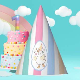 Chapeaux De Fètes One Silly Goose First Birthday Pastel Watercolor